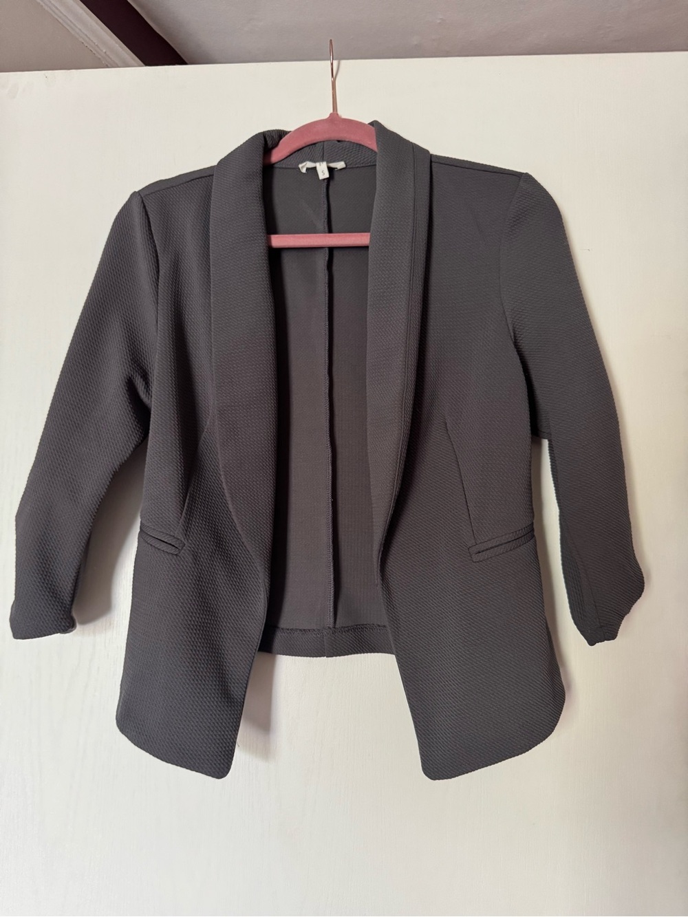 Maurices Textured Open-Front Blazer in Charcoal Gray